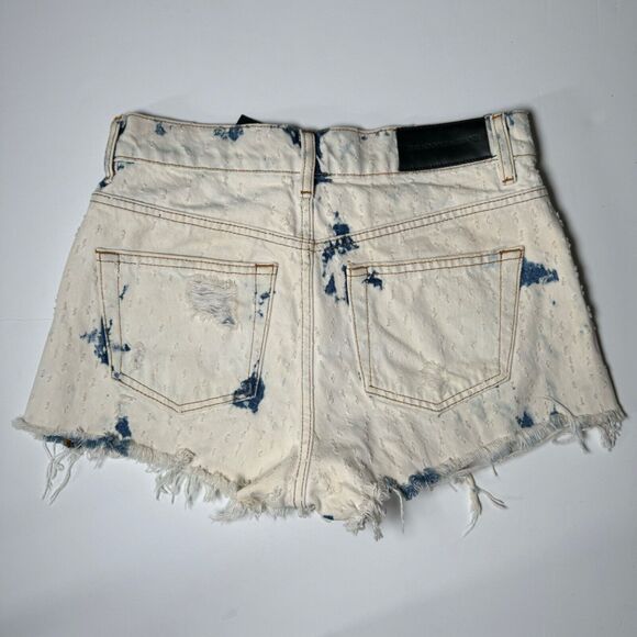 The Kooples Womens Distressed Bleached Denim Shorts Size 1 Grunge Butterfly - Picture 2 of 16